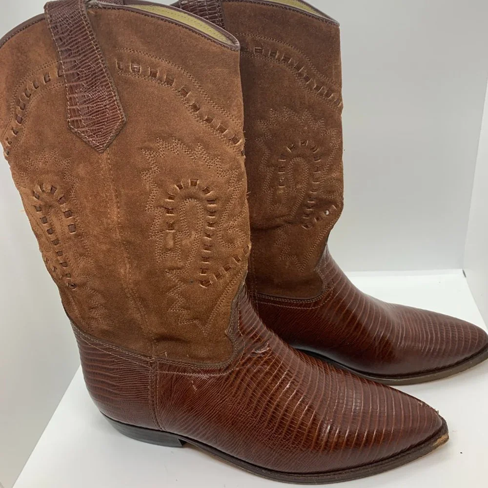 Vintage Seychelles Western Brown Leather Cowboy Boots - Size 8.5 - Picture 4 of 8